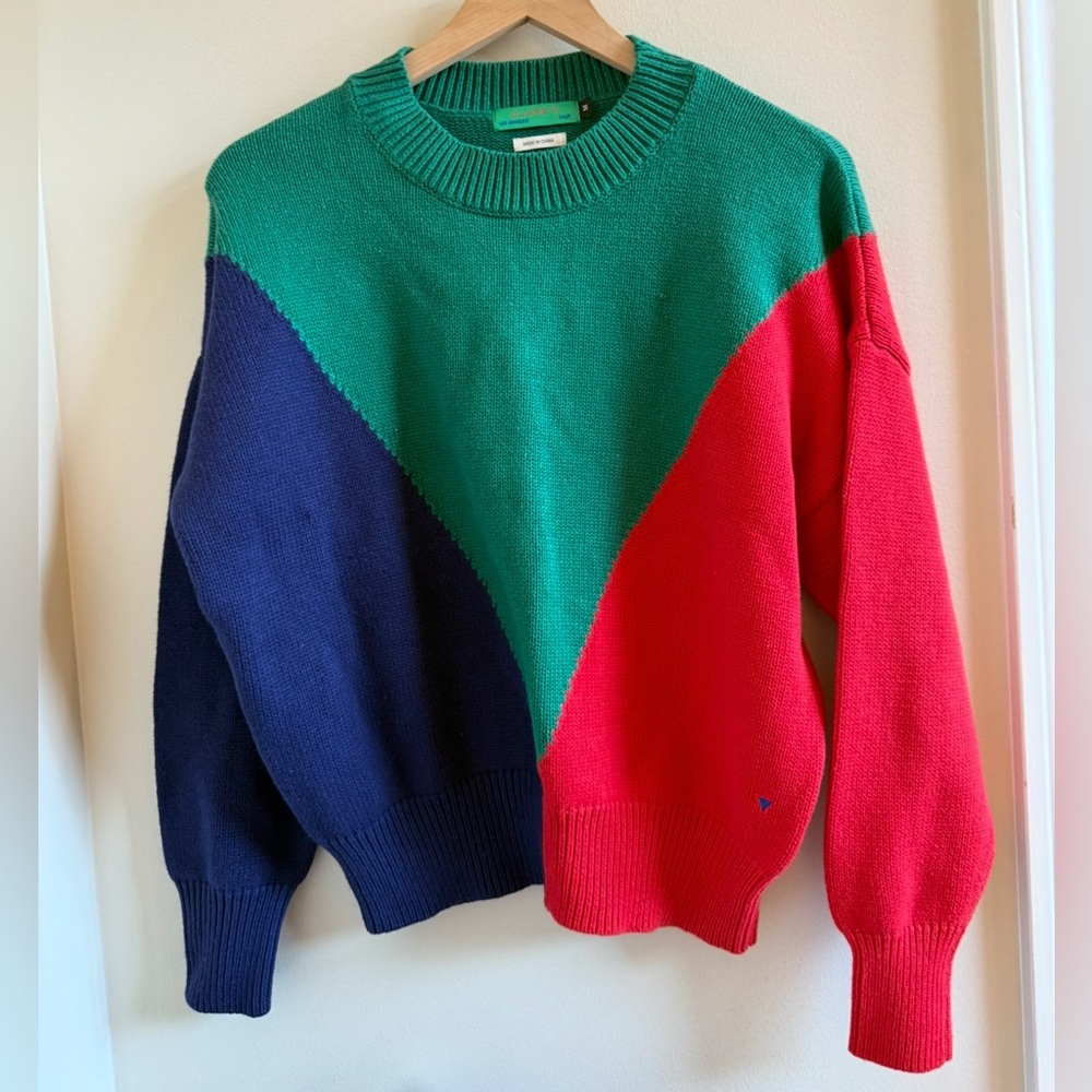 Clare V colorblock crew neck sweater size Med EUC origional $395
